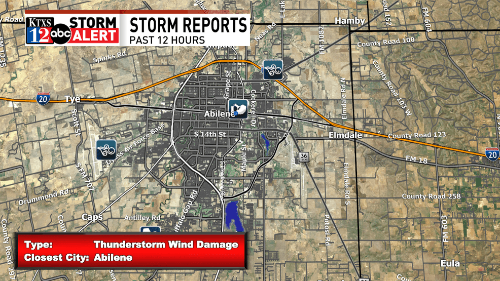 Tree & structure damage was reported across Abilene due to winds gusting as high as 80MPH