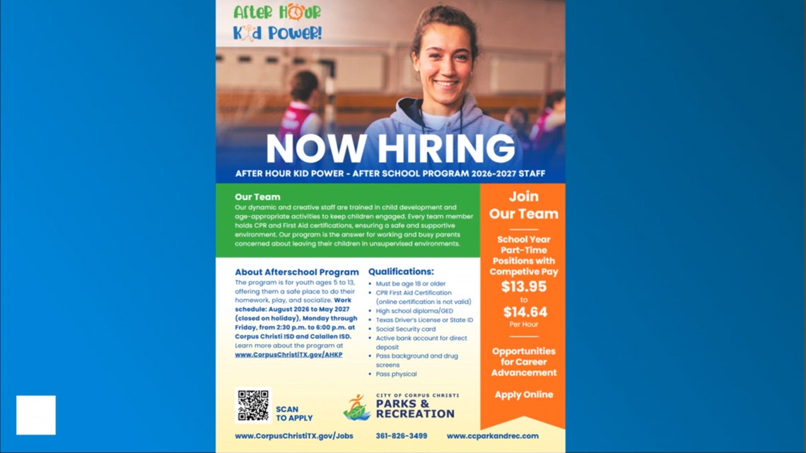 City of Corpus Christi hiring for Kid Power after-school program