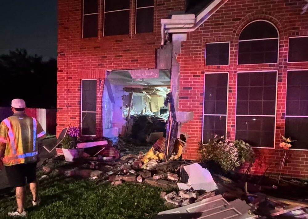 A Tesla Model 3 crashed through the front of a Katy home on June 19, 2026, killing one.