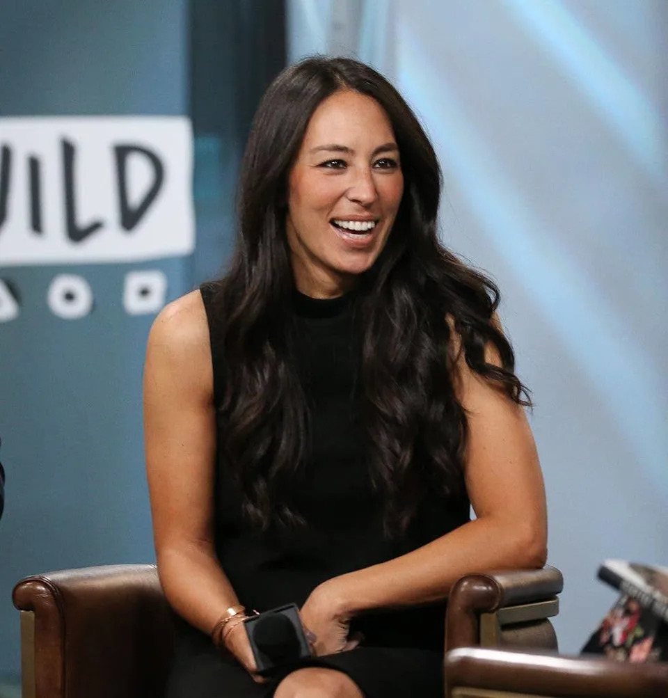 joanna gaines smiling black dress