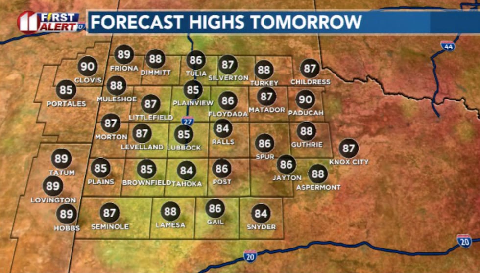 Highs tomorrow