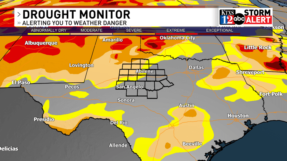 Moderate drought conditions have set up over Northwestern Portions of the Big Country