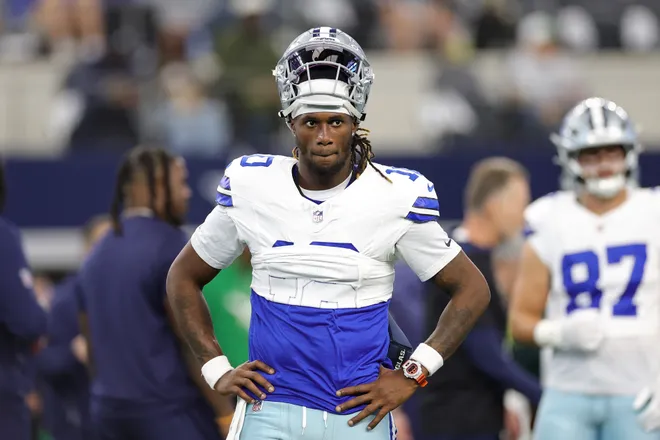 ARLINGTON, TEXAS - NOVEMBER 23: Joe Milton III #10 of the Dallas Cowboys looks on prior to the game against the Philadelphia Eagles at AT&T Stadium on November 23, 2025 in Arlington, Texas. (Photo by Stacy Revere/Getty Images)