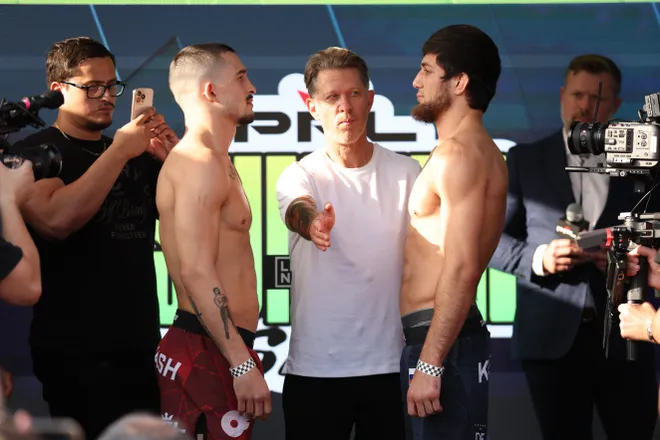 2026 PFL 9: Austin Ceremonial Weigh-ins at Inn Cahoots in Austin, Texas. Friday, July 17, 2026. (Matt Ferris / PFL)