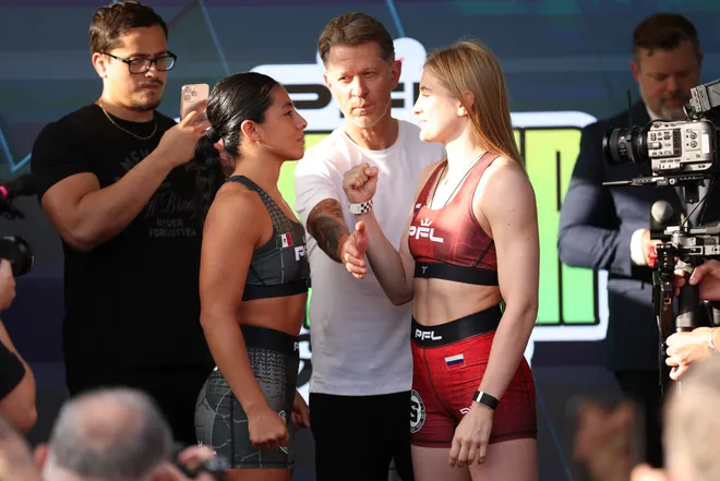 2026 PFL 9: Austin Ceremonial Weigh-ins at Inn Cahoots in Austin, Texas. Friday, July 17, 2026. (Matt Ferris / PFL)