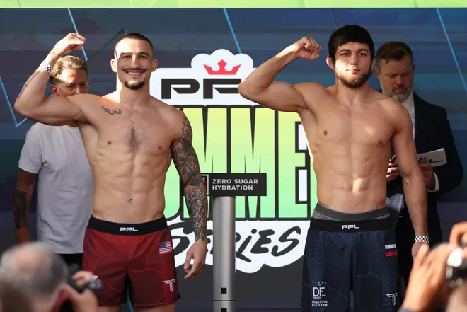 2026 PFL 9: Austin Ceremonial Weigh-ins at Inn Cahoots in Austin, Texas. Friday, July 17, 2026. (Matt Ferris / PFL)
