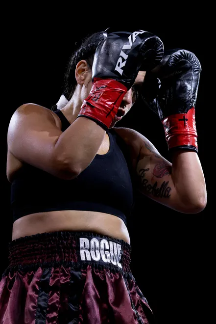 Michaeue Nogue prepares to fight Katharina Thanderez during Kings Promotions' Ring Wars 23 boxing card at the El Paso County Coliseum on Saturday, July 18, 2026.