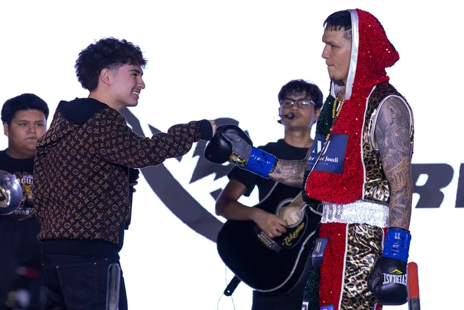 El Paso super middleweight Jorge Tovar walks out to a live band before his bout against Ulices Tovar at Kings Promotions' Ring Wars 23 at the El Paso County Coliseum on Saturday, July 18, 2026.