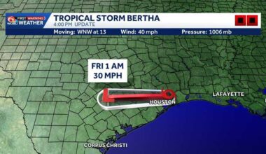 Tropical Storm Bertha weakening after Texas landfall