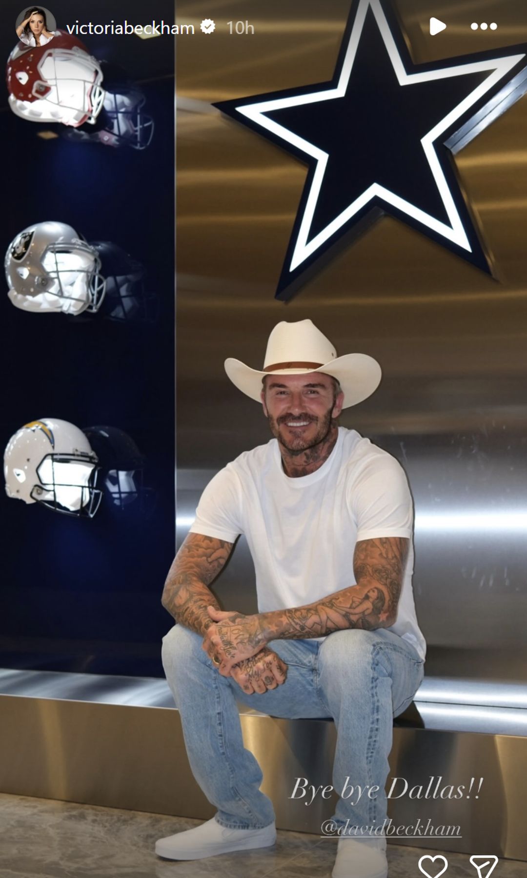 David Beckham looked the part at the Dallas Cowboy stadium