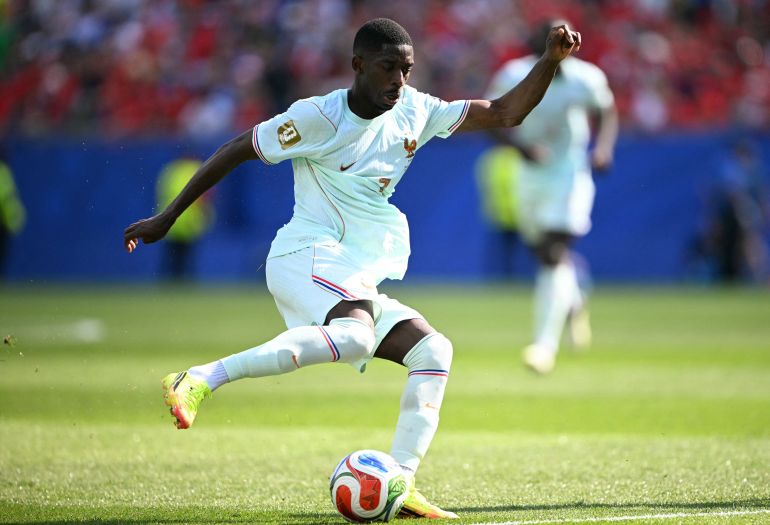 Ousmane Dembele in action.