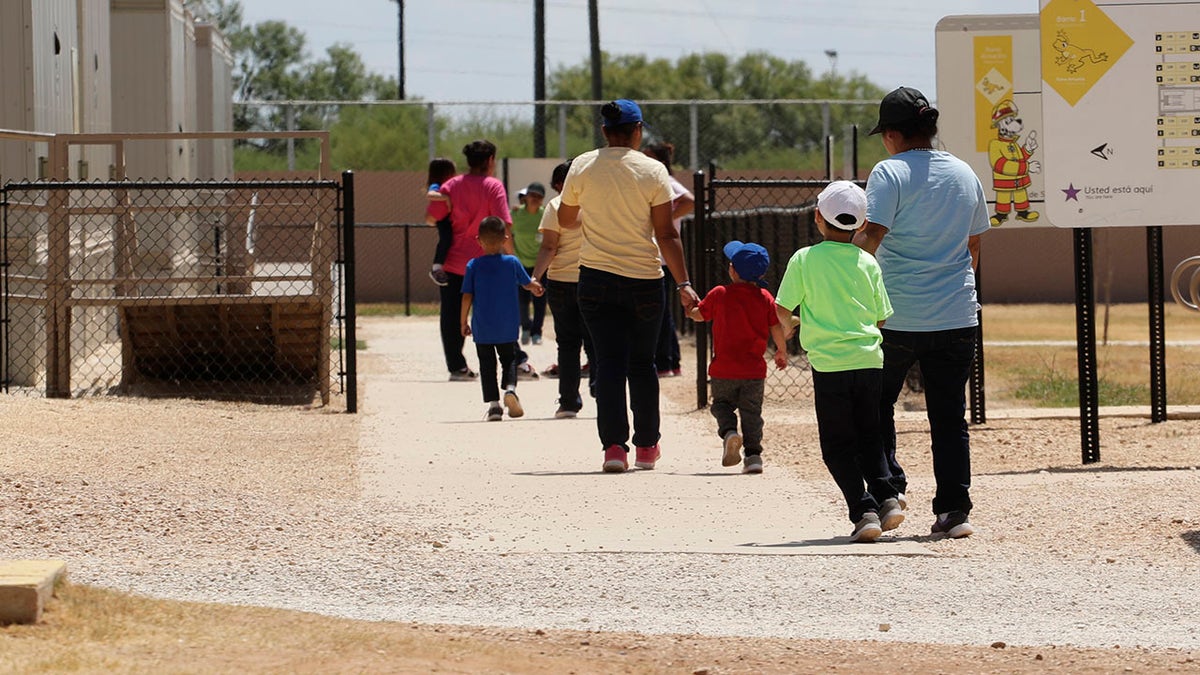 Migrants at a detention facility in Texas
