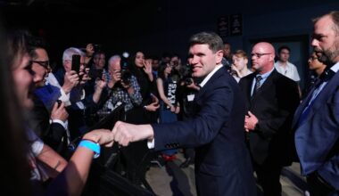Texas state Rep. James Talarico, D-Austin, a Democratic candidate for the U.S. Senate, greets supporters at a primary election watch party Tuesday, March 3, 2026, in Austin, Texas. Photo: Eric Gay/AP