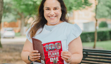 Abbie Alter with her book "100 Things to Do in Plano Before You Die." Photography by Lauren Allen