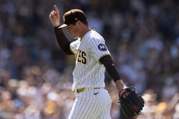Padres closer Mason Miller celebrates after closing out the game against the Rockies on Wednesday, July 29, 2026, at Petco Park in San Diego. (Luke Johnson/ San Diego Union-Tribune)