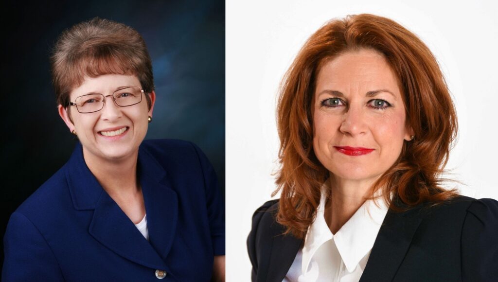 Two dark-haired ladies are pictured.