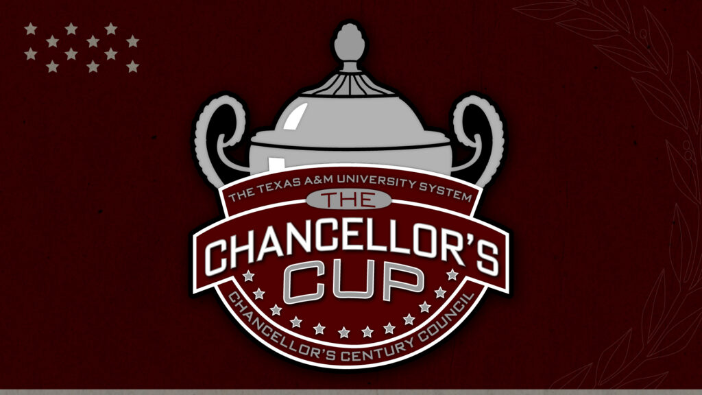 The Chancellor’s Cup logo featuring a silver trophy above a maroon shield with the words “The Chancellor’s Cup,” set against a maroon background.