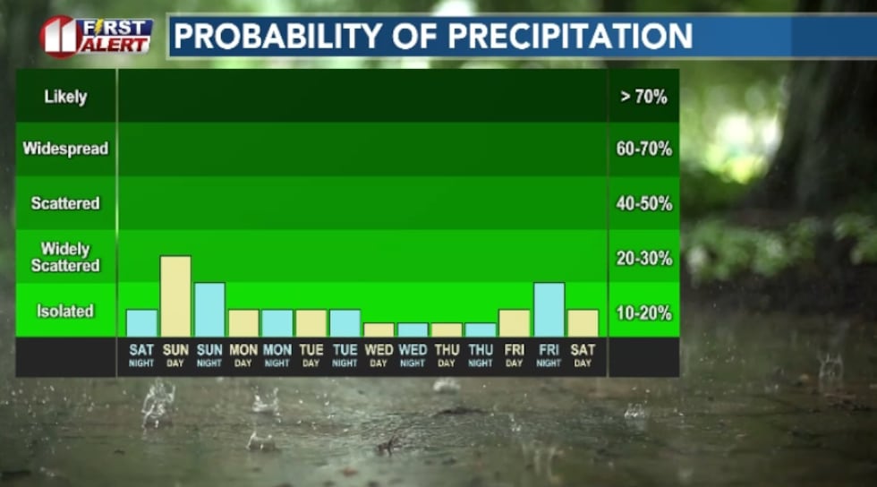 Our best shot of rain will happen the second half of Sunday, with a generally dry forecast...