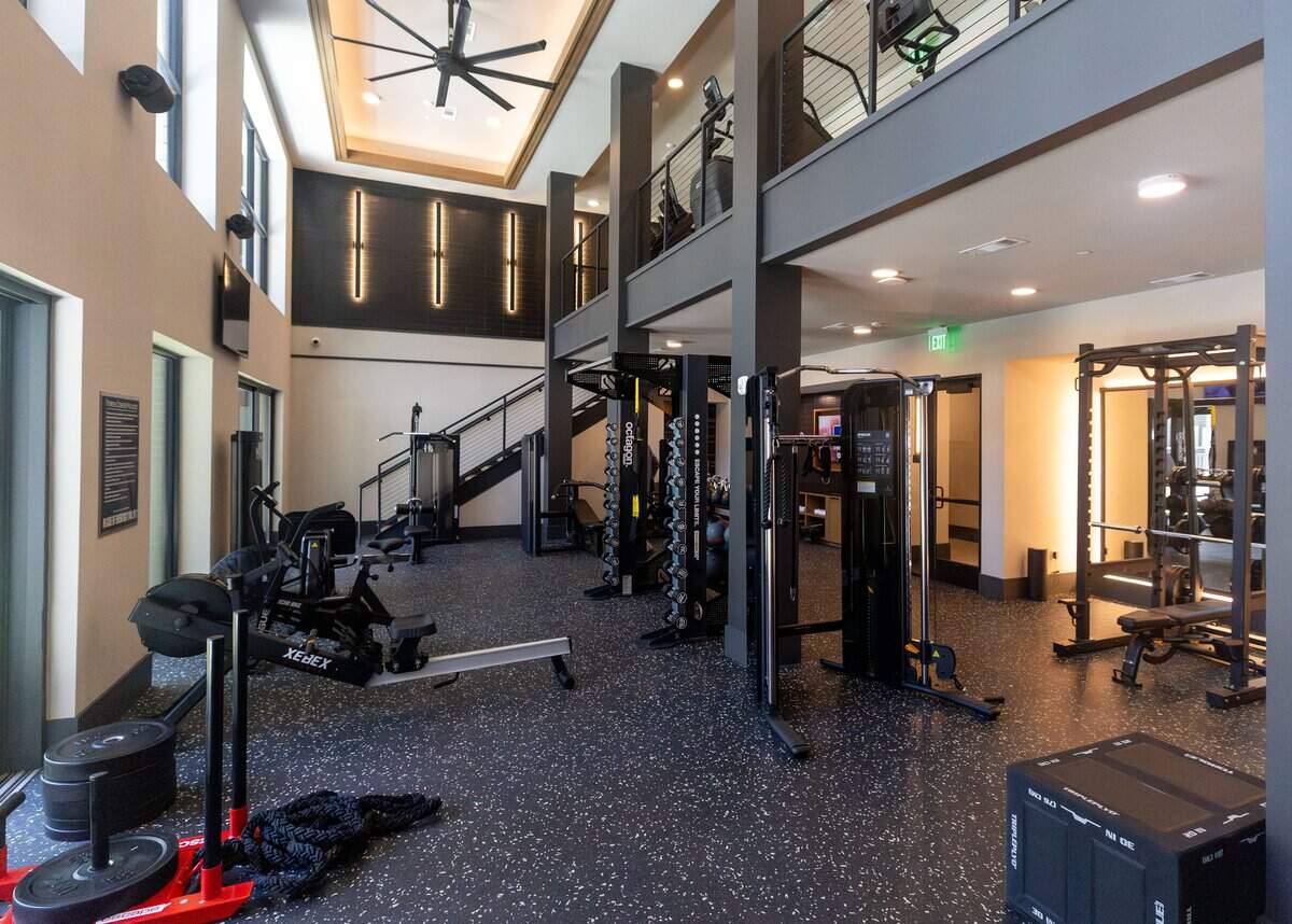 A gym is demonstrated at The Vickery apartments on Vickery Boulevard in Fort Worth on July 10, 2026.