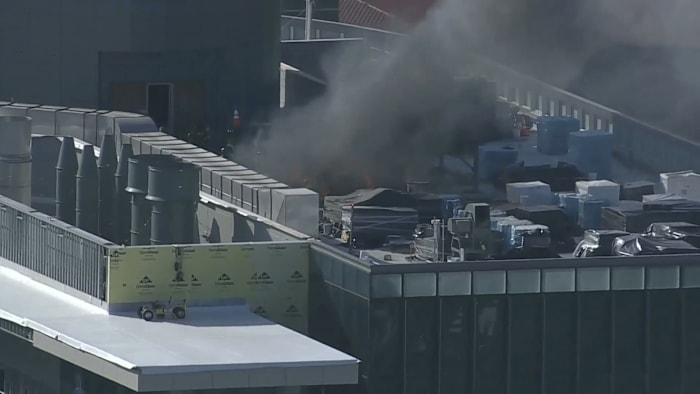 Piece of equipment catches fire on roof of Centennial Tower in Texas Medical Center