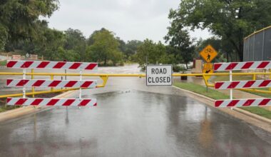 A road closed due to flooding in Texas on Tuesday, July 14, 2026. (Spectrum News 1)