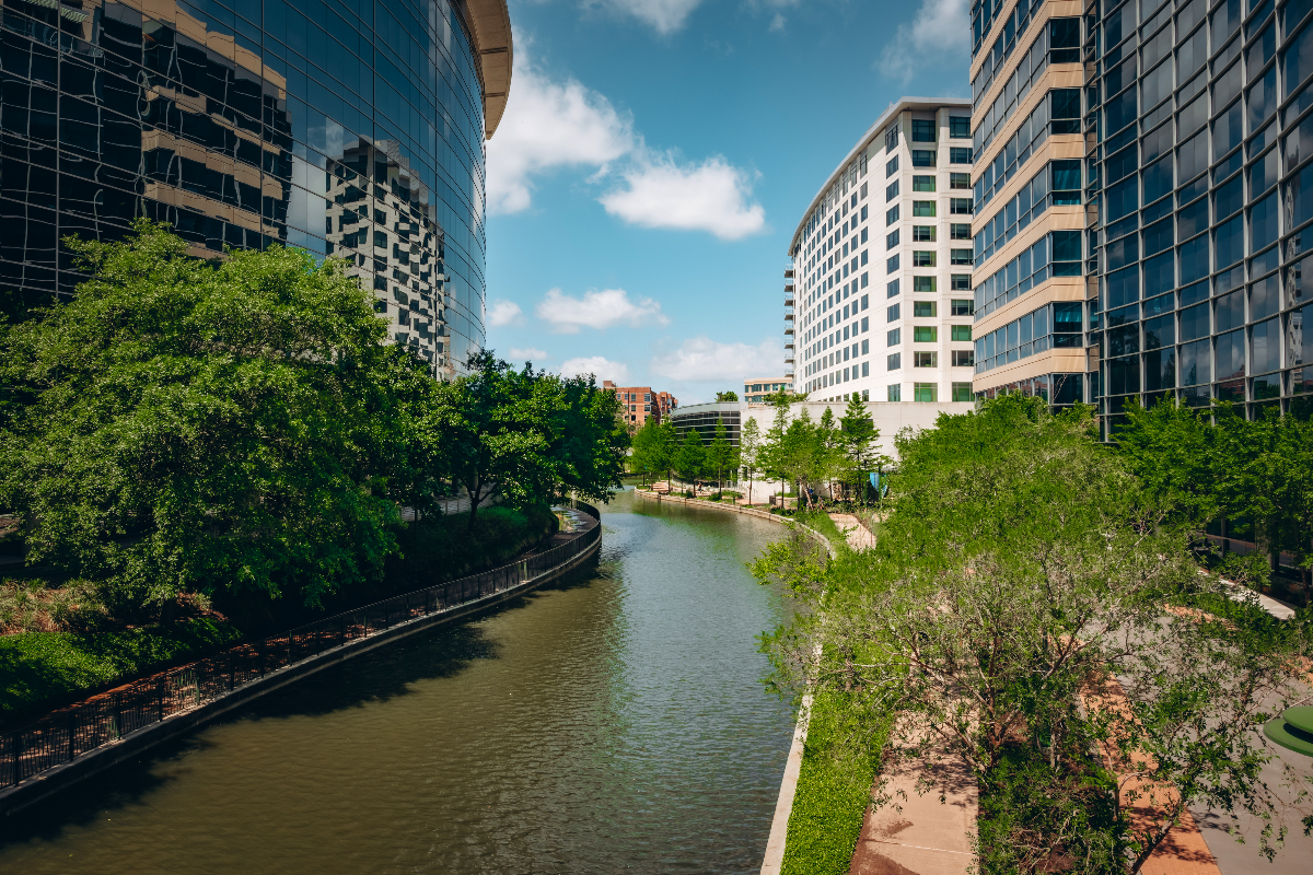 This picturesque canal is just 40 minutes from Houston — with emerald waters, swan boats, and stunning European vibes