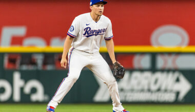 ARLINGTON, TEXAS - JUNE 06: Corey Seager #5 of the Texas Rangers prepares for a pitch during a game against the Cleveland Guardians at Globe Life Field on June 06, 2026 in Arlington, Texas. (Photo by John E. Moore III/Getty Images)