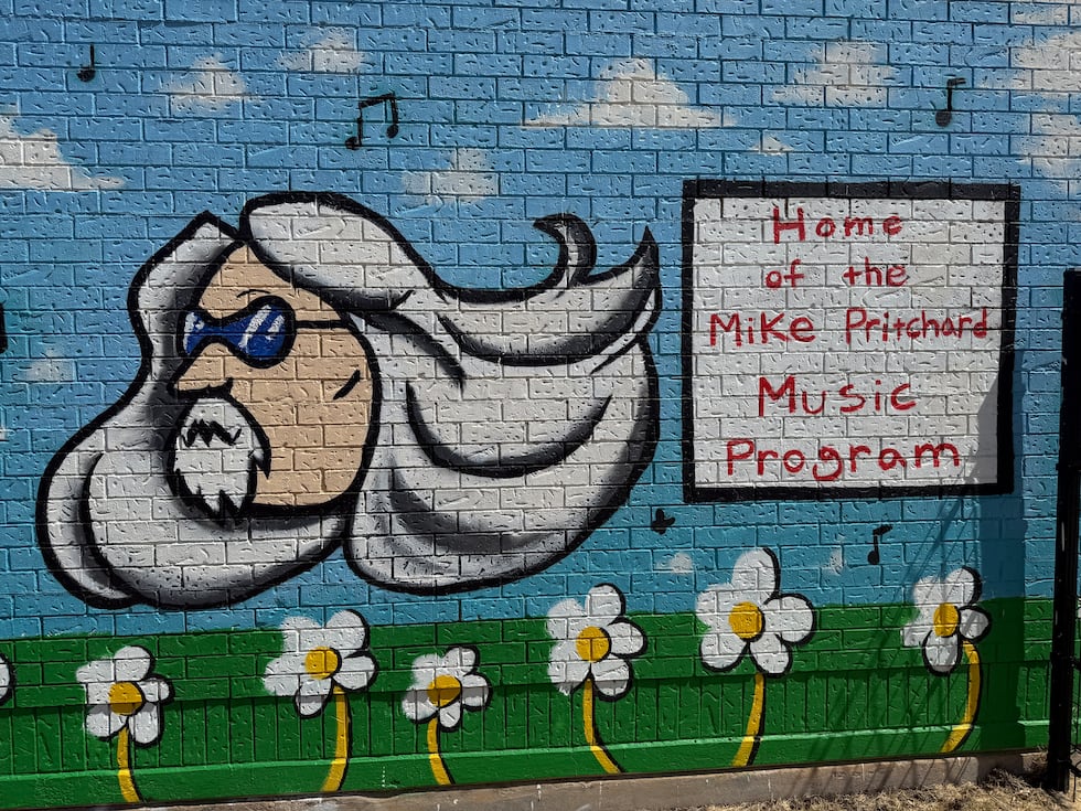 A mural honoring late Lubbock musician Mike Pritchard now stands at the Betty M. Condra School...