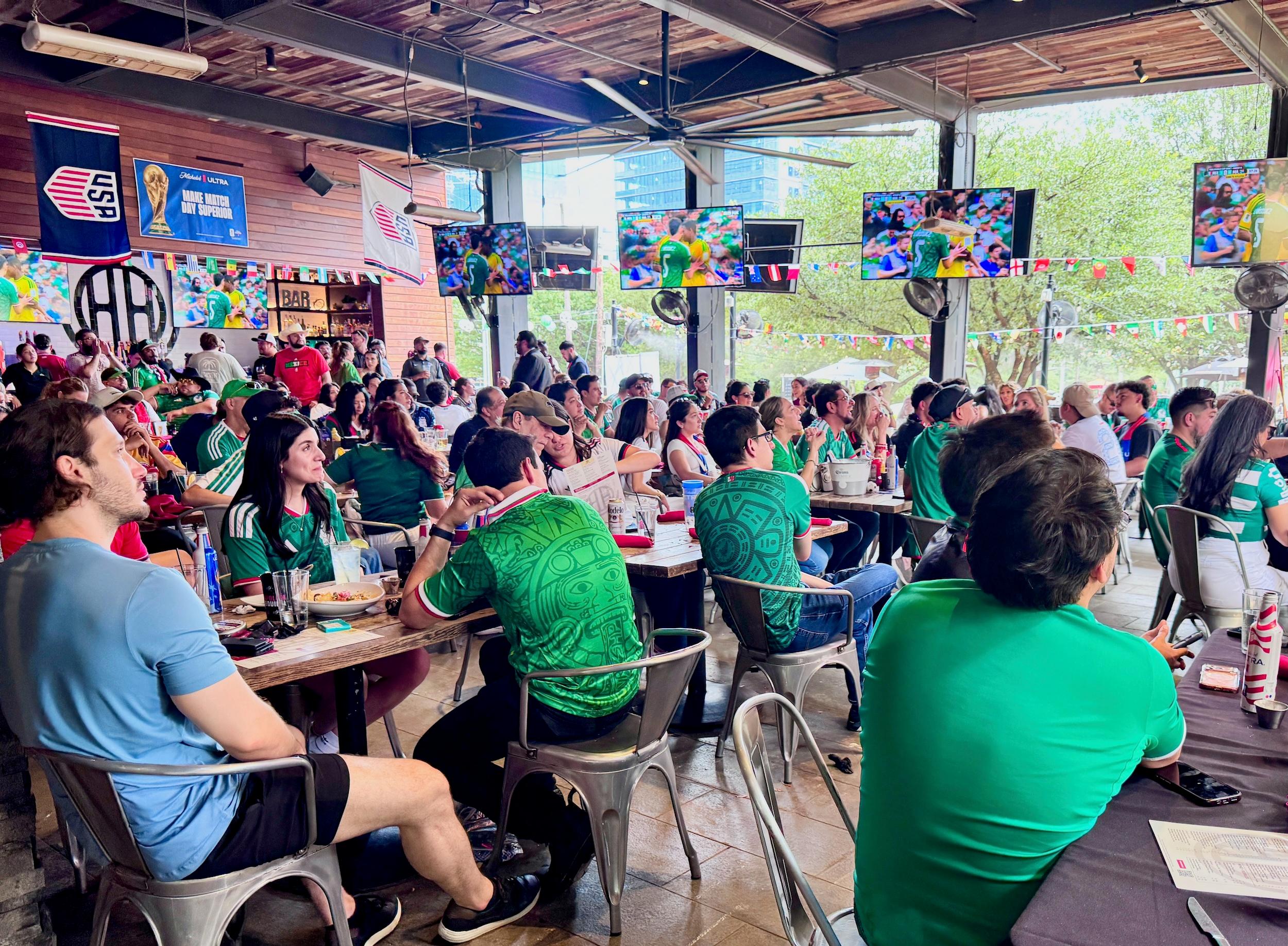 Team Mexico fans at Happiest Hour in Dallas for the first World Cup game.