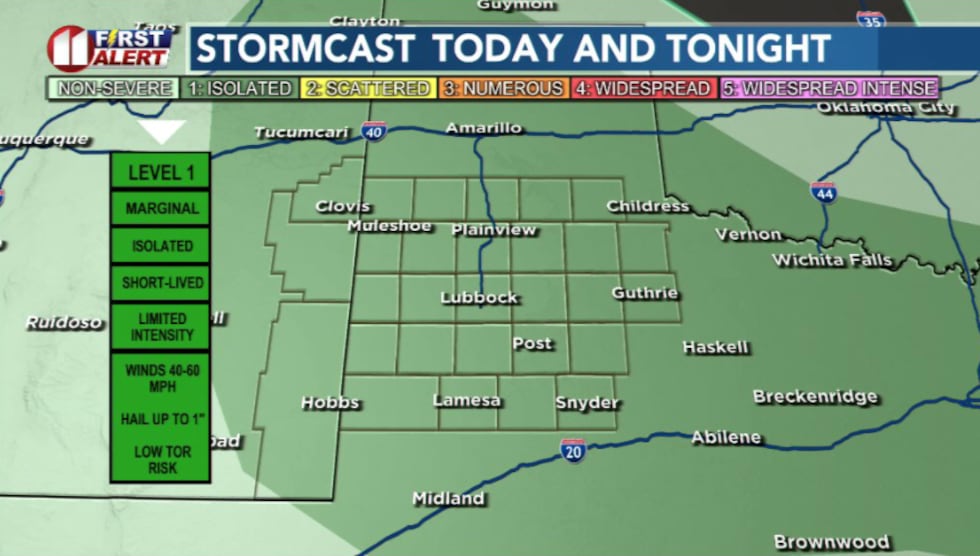 Chance for isolated storms this afternoon