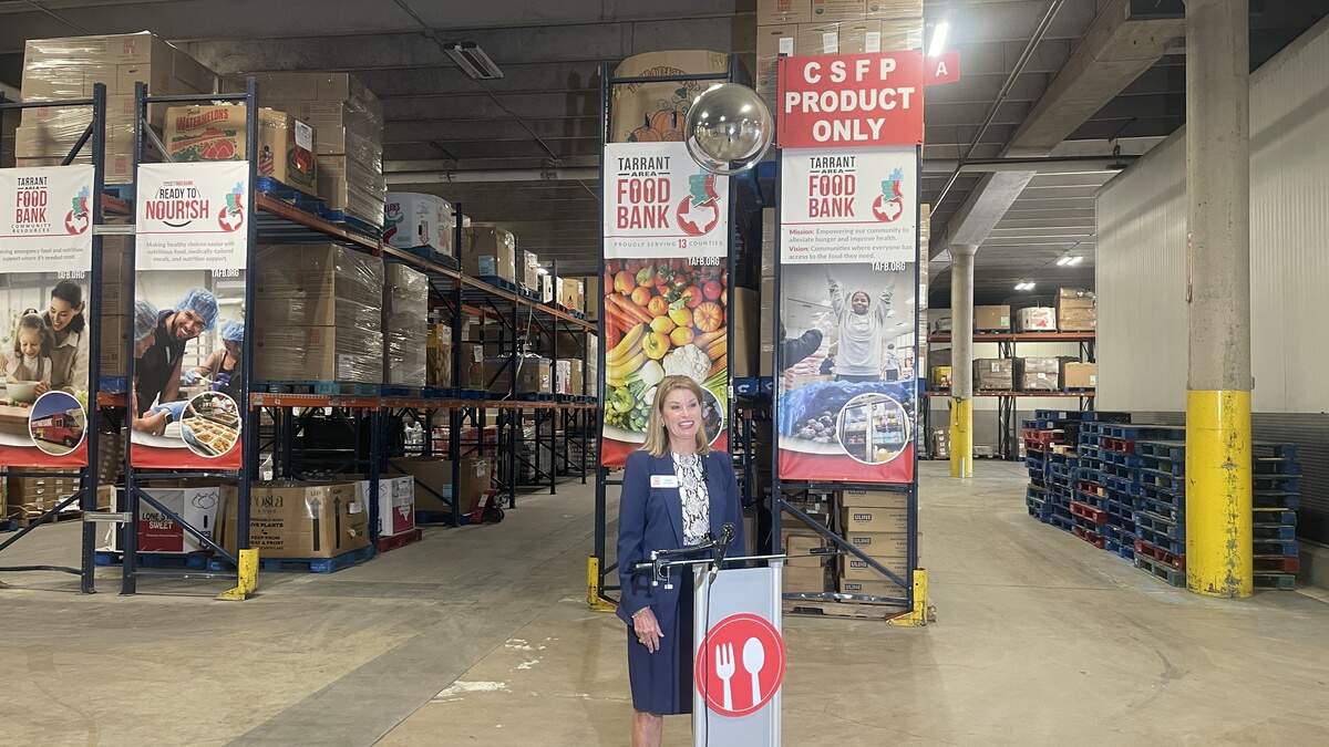 The Tarrant Area Food Bank CEO Julie Butner presents the results from the Feeding America Map Meal Gap Study at the food banks distribution center. The Tarrant Area Food Bank CEO Julie Butner presents the results from the Feeding America Map Meal Gap Study at the food banks distribution center.