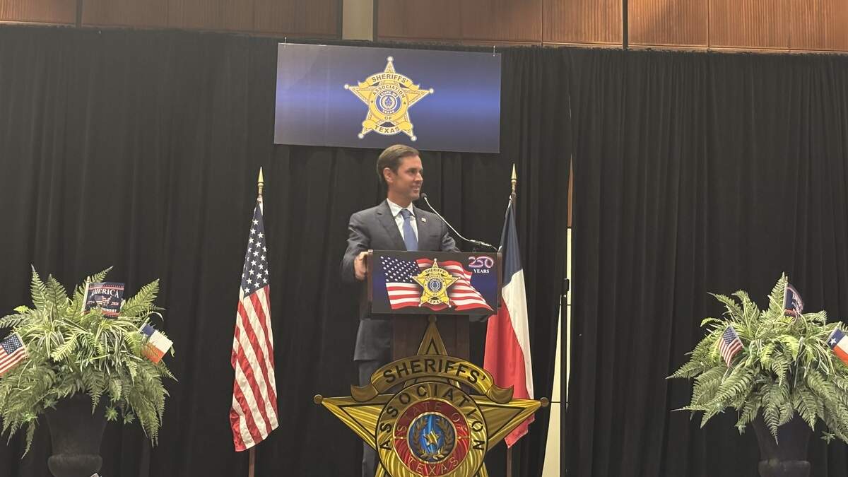 Republican nominee for Texas Attorney General Mayes Middleton addressed the Sheriffs Association of Texas conference attendees on July 21, 2026. Republican nominee for Texas Attorney General Mayes Middleton addressed the Sheriffs Association of Texas conference attendees on July 21, 2026.