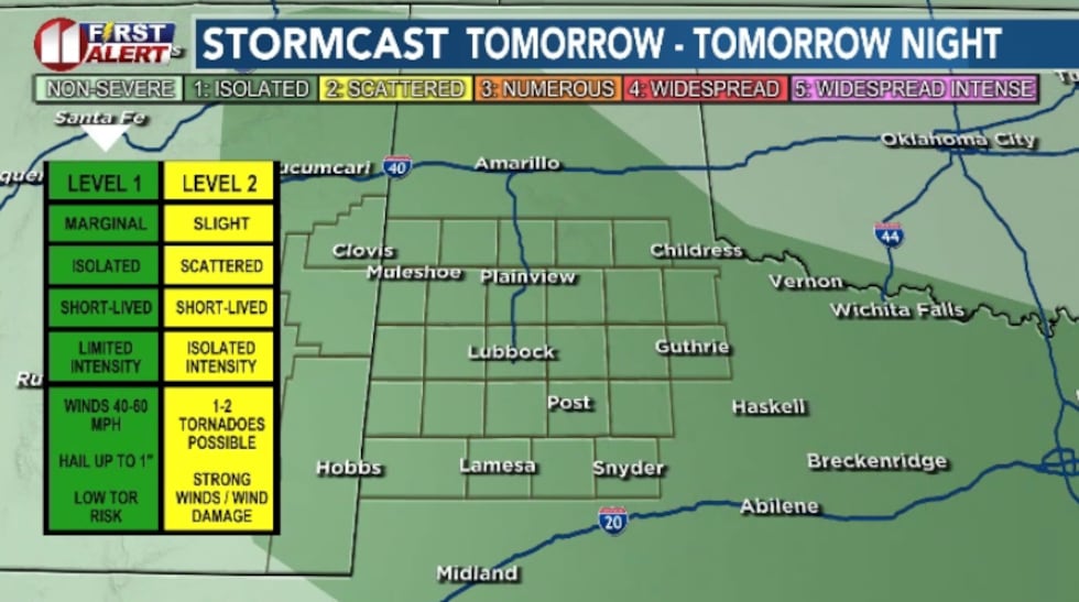 Chances of severe thunderstorms are possible Sunday