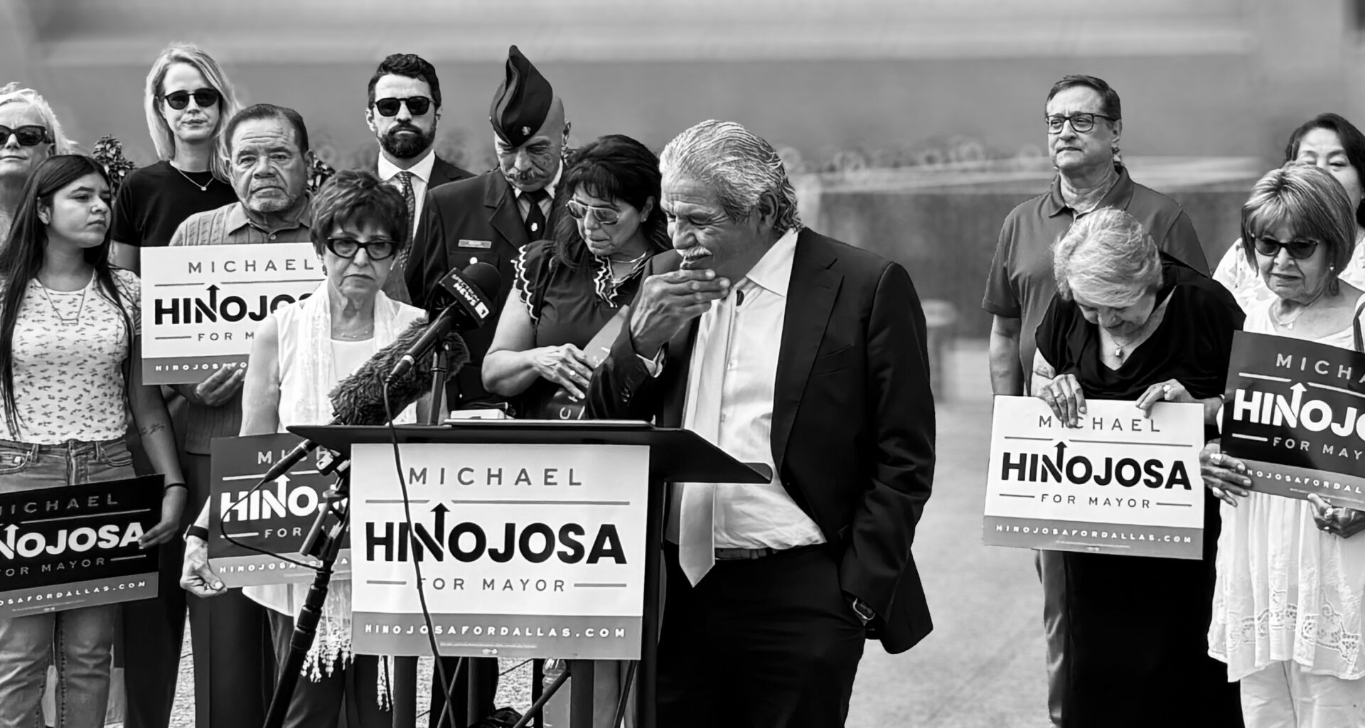 Mike Hinojosa at a press conference