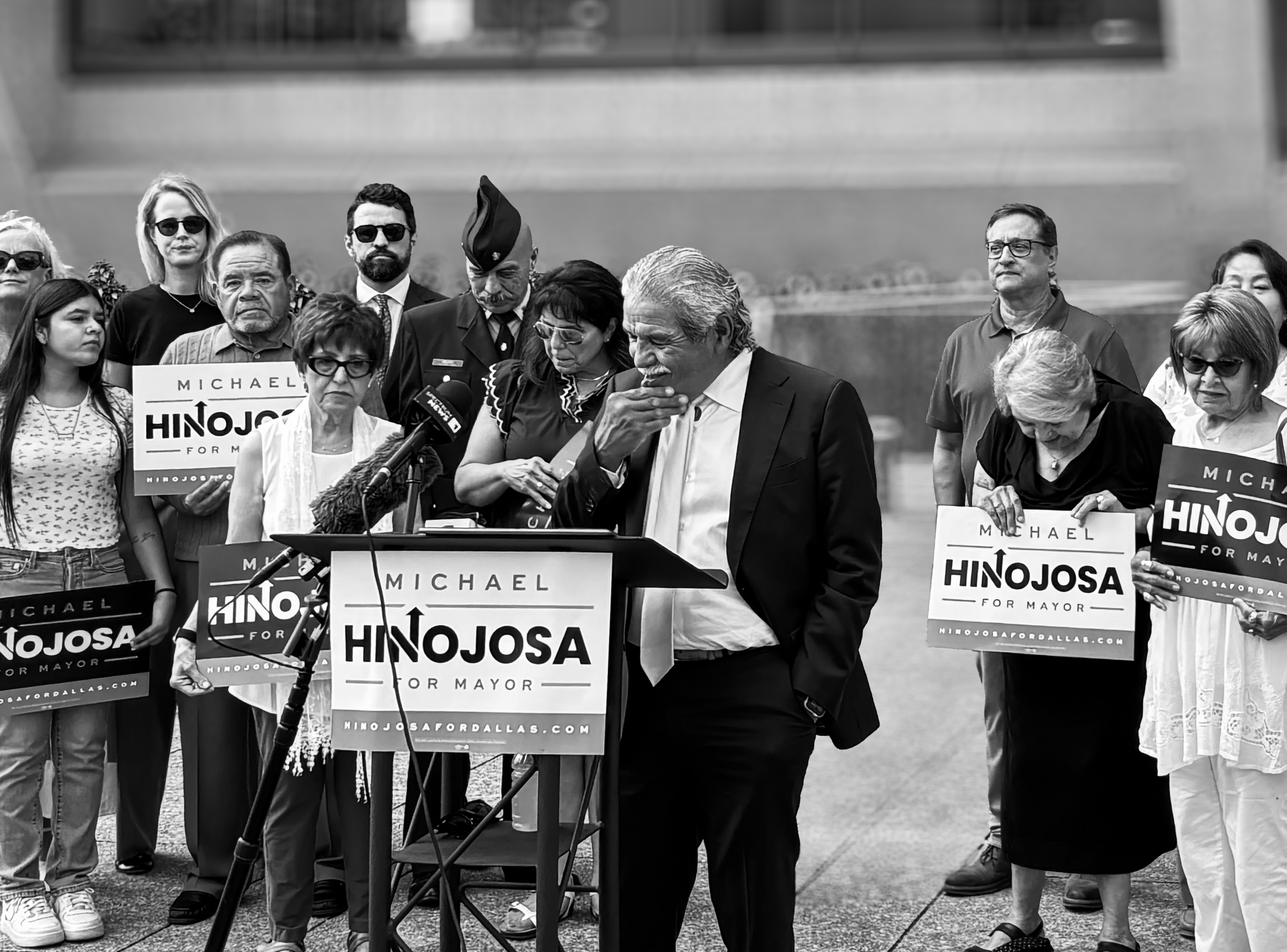 Mike Hinojosa at a press conference