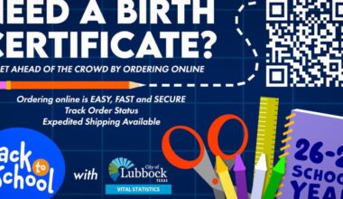 Lubbock Vital Statistics Office offers online birth certificate ordering ahead of school registration
