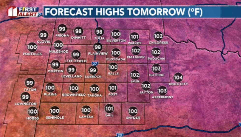 Another hot day as high temps top out close to the century mark for most
