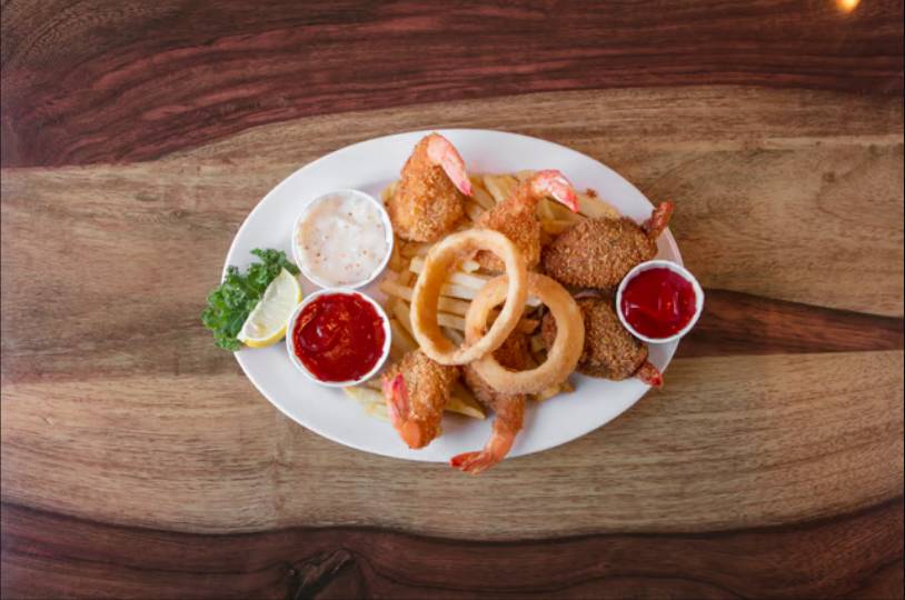 Image shows a seafood dish offered by Christie's Seafood & Steaks. 