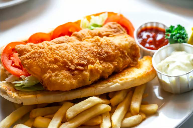 Image shows the original fish sandwich from Christie's Seafood & Steaks. 