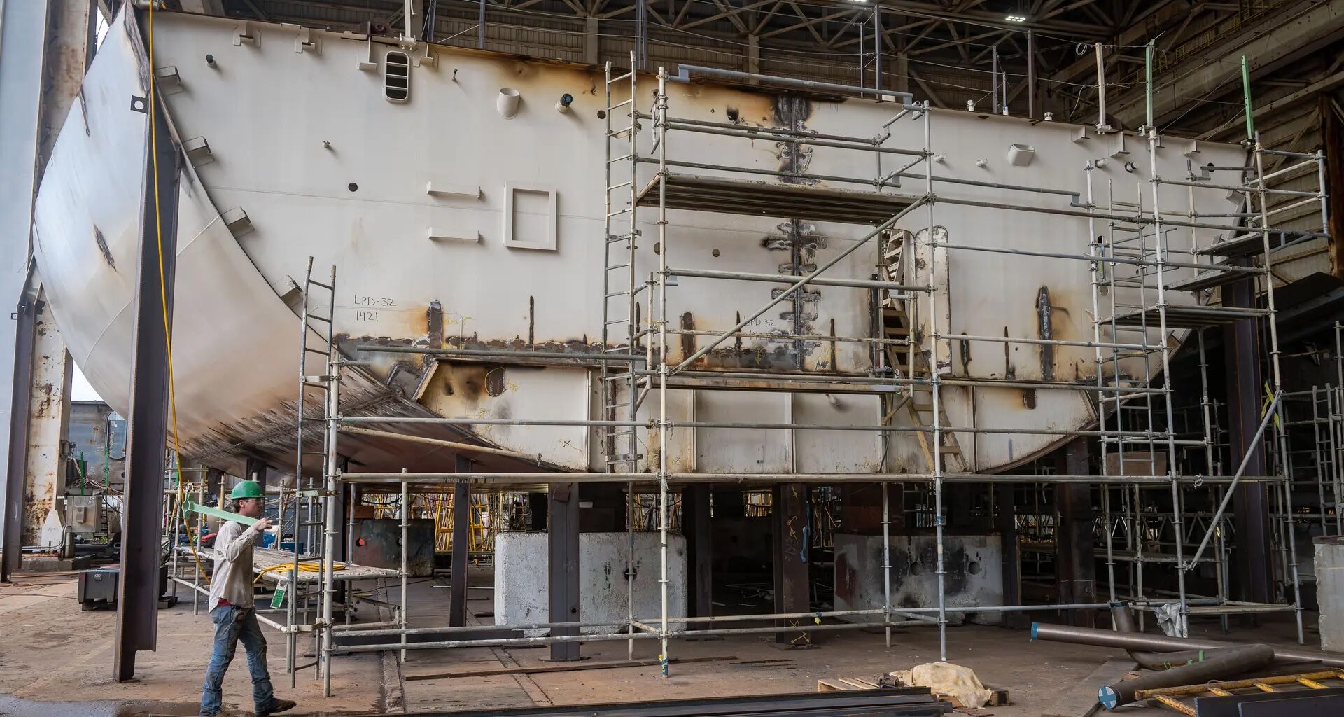 Ingalls Shipbuilding works on the US Navy’s amphibious transport dock program.