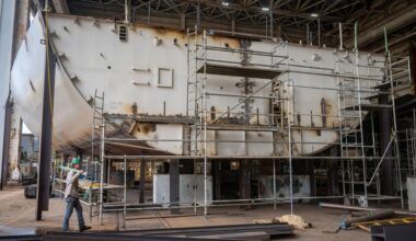 Ingalls Shipbuilding works on the US Navy’s amphibious transport dock program.