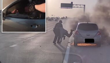 Texas cop saves driver from burning car moments before it goes up in flames: video