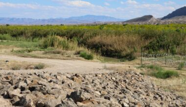 Part of a levee system seen along the Rio Grande near Presidio, Texas, on April 15.