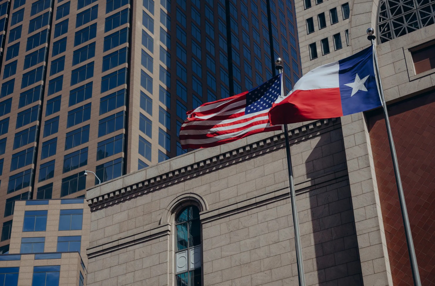 Flags Over Comerica Bank Dallas