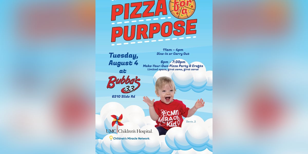 Bubba’s 33 to donate pizza proceeds to UMC Children’s Hospital on Aug. 4