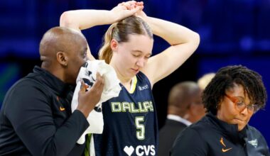 Paige Bueckers in concussion protocol after nasty collision