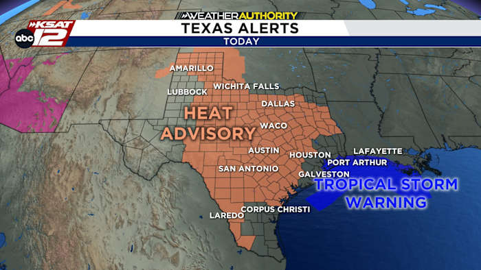 Heat index of 105°+ today, while some in Texas will get rain from Tropical Storm Bertha
