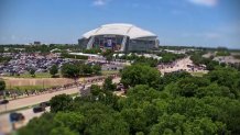 Fans outside Dallas Stadium in Arlington during the World Cup.
