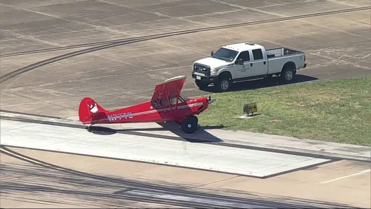 A single-engine plane veered off the runway after landing at Arlington Municipal Airport on Monday morning, July 27, authorities said. A single-engine plane veered off the runway after landing at Arlington Municipal Airport on Monday morning, July 27, authorities said.