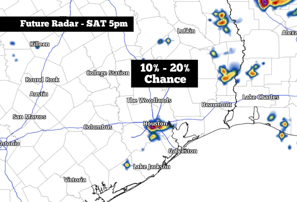 A few thunderstorms are possible in Houston for the Fourth of July. Here's when.